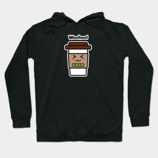 Woohoo! | Coffee Cup | Charging | High Battery | Cute Kawaii | Black Hoodie